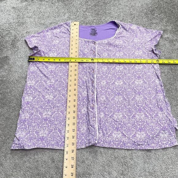 Simply Basic Sleepwear Shirt Womens 2X Purple Paisley Button Down Pajama Top - Picture 6 of 9